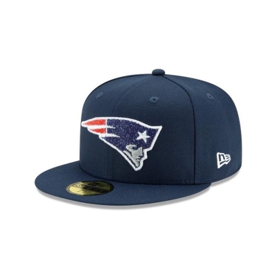 Blue New England Patriots Hat - New Era NFL Crystals from Swarovski 59FIFTY Fitted Caps USA8503419